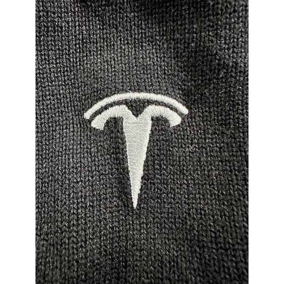 Tesla Motor Company Black V Neck Logo Quiet Luxury Car Cardigan Sweater XXL - Picture 3 of 8